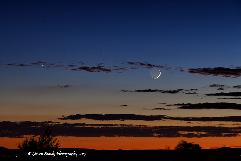 crescent moon sunset