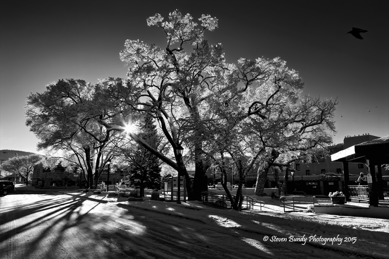 plaza morning snow