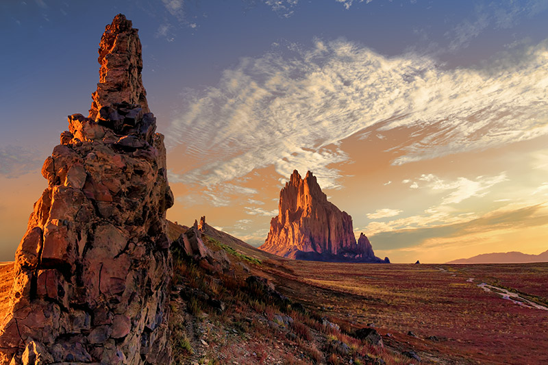 sunset at shiprock