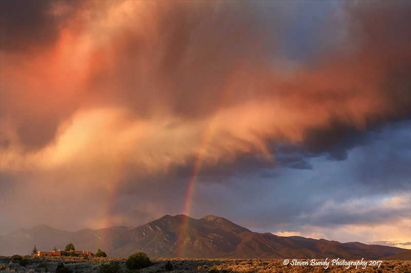 taos mountain sunset rainbow